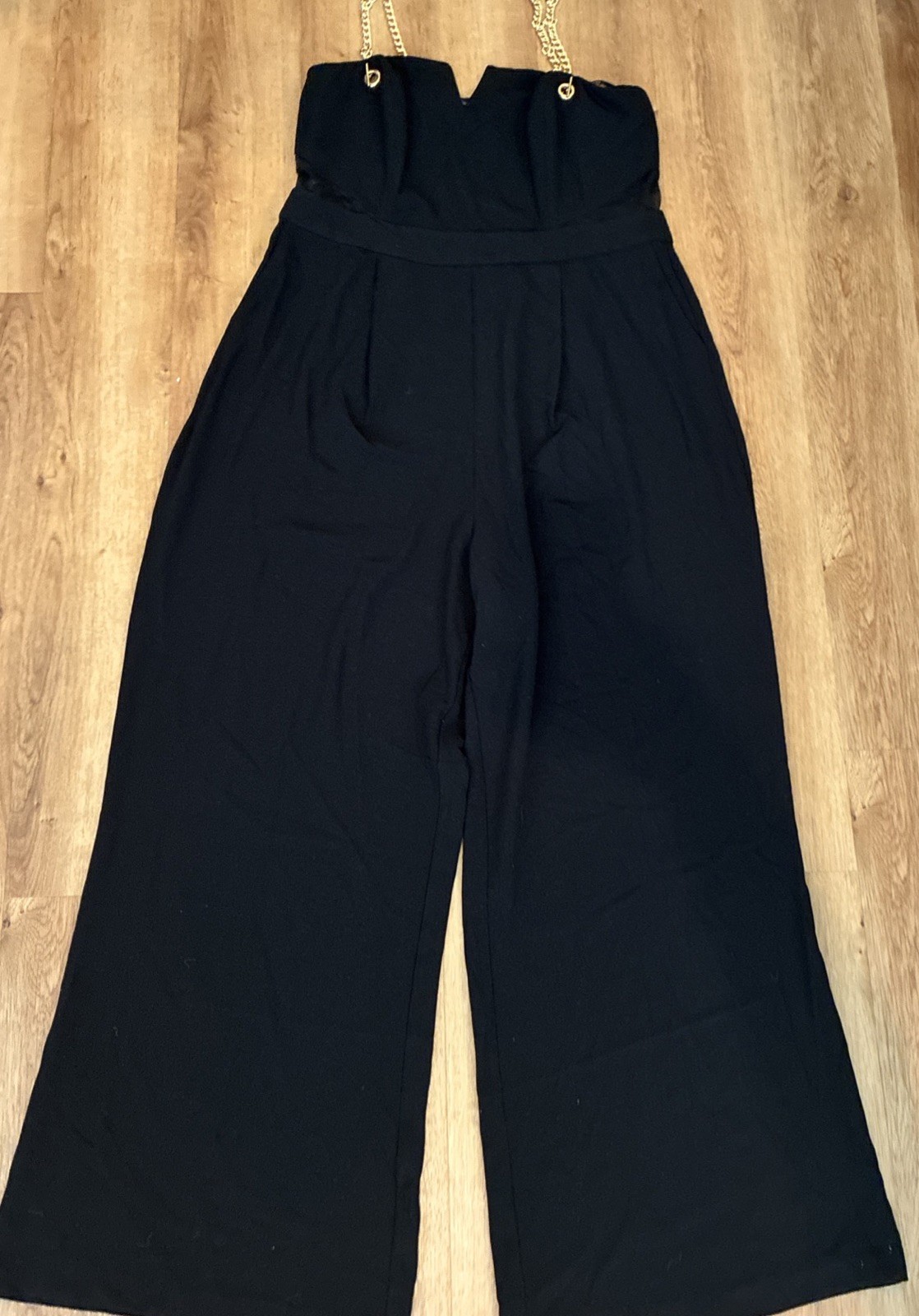 City Chic Plus size Gold Chain sleeveless Jumpsuit black size 14