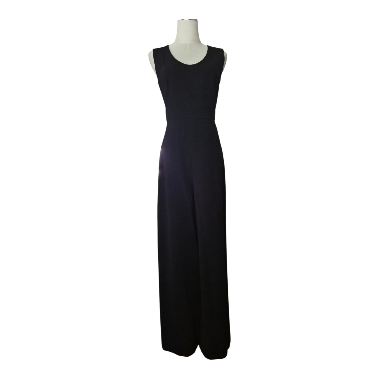 Theory Black Wide Leg Sleeveless Jumpsuit Size 2 Minimalist Stretch Career