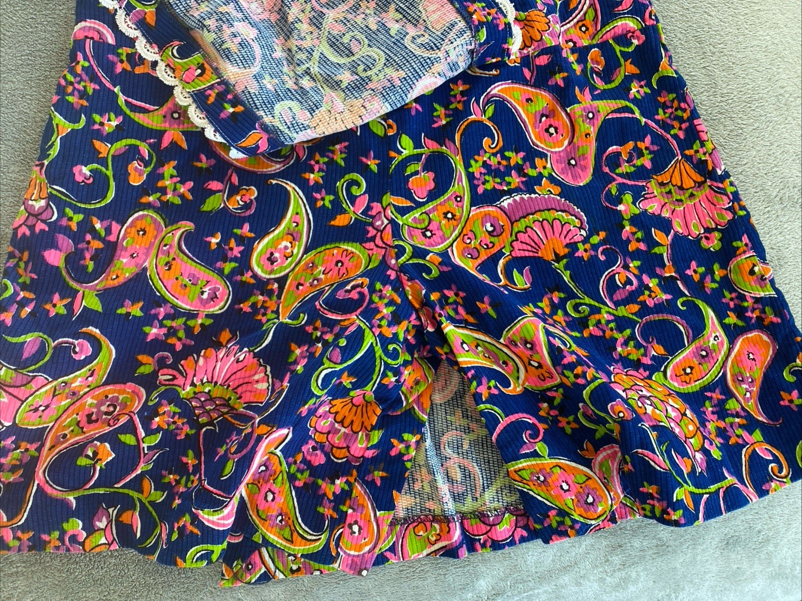 Vintage Shaker Square Size 14 Psychedelic Paisley Neon Skort Romper 60’s Groovy