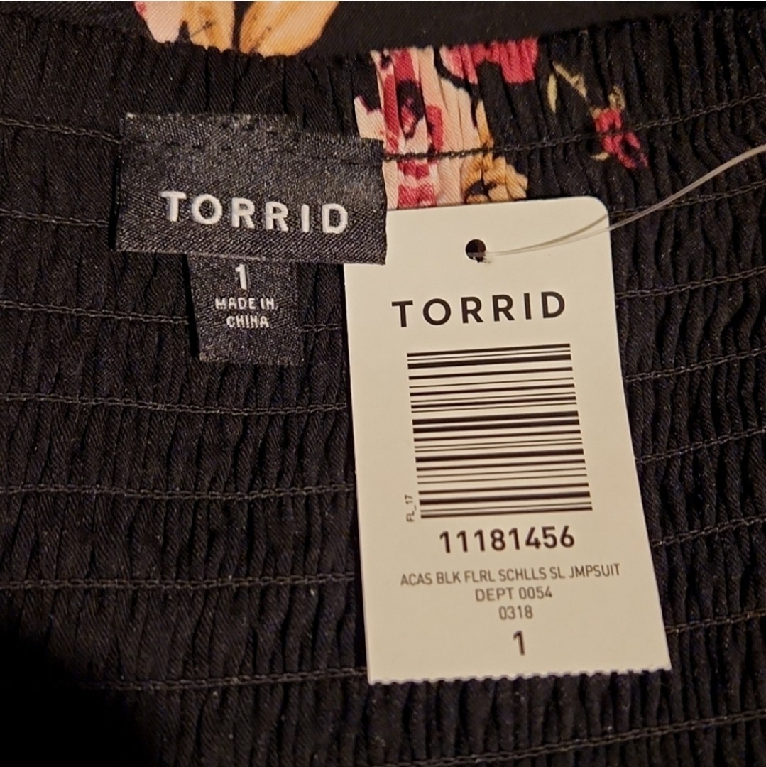 torrid challis wide leg jumpsuit black/floral size 1X NWT