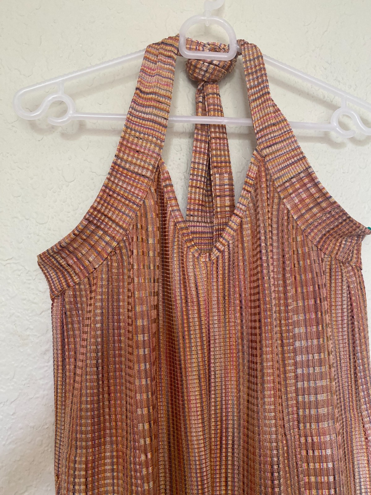 Alexis Orange Rib Knit Sleeveless Belted Jumpsuit, Size Large Open Back Stretch