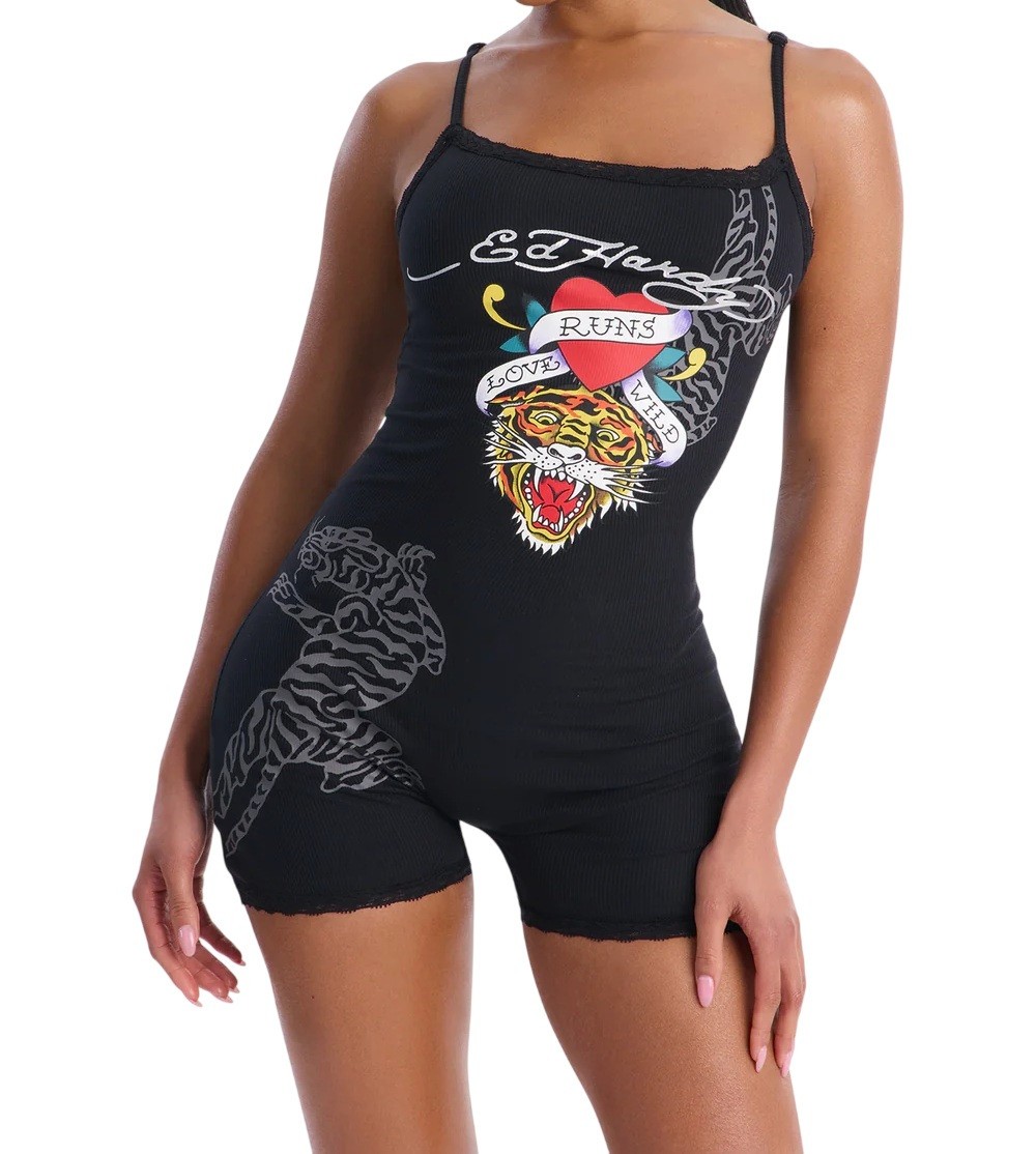 Ed Hardy Tiger Head Lace Sleep Romper – EHW9001-7FN