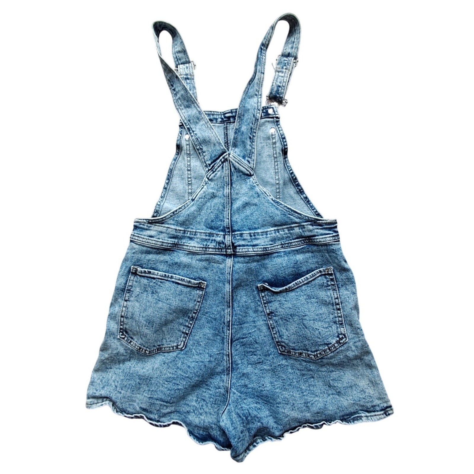 BP Acid Wash Denim Shortalls Light Blue 90s Style Overalls BP450472MI Size M