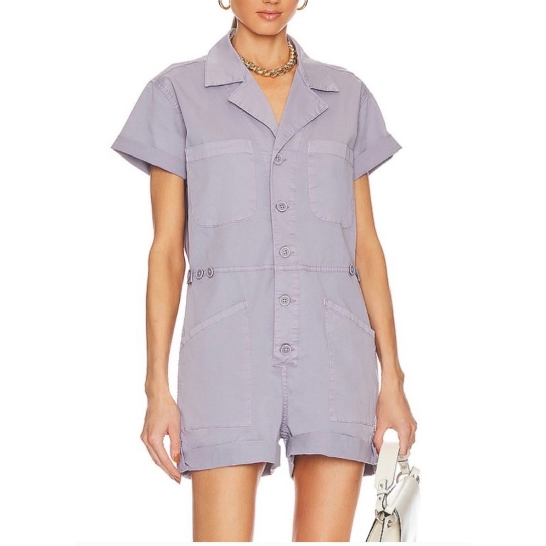 Pistola Parker Utility Button Down Romper Womens Large light purple Safari