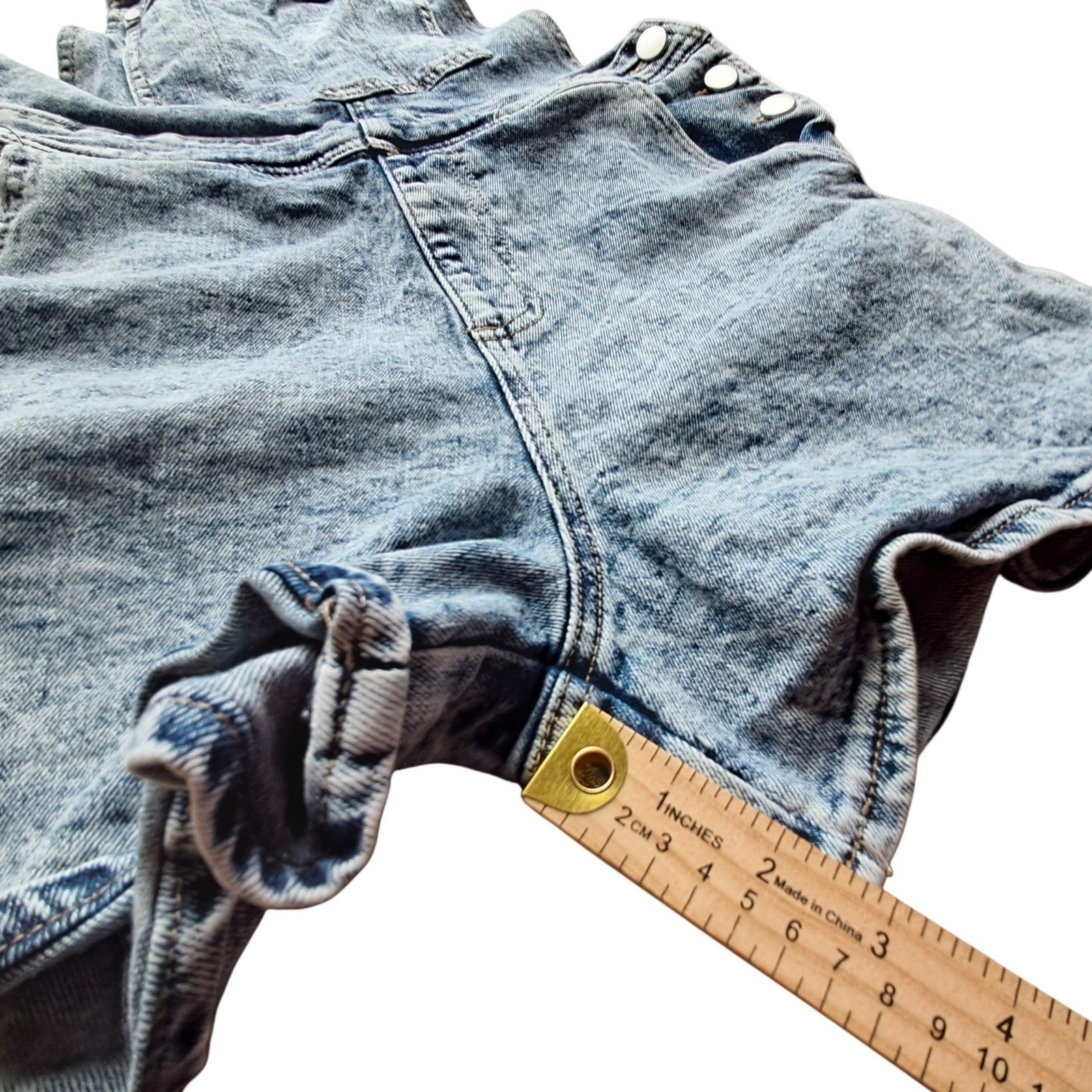 BP Acid Wash Denim Shortalls Light Blue 90s Style Overalls BP450472MI Size M