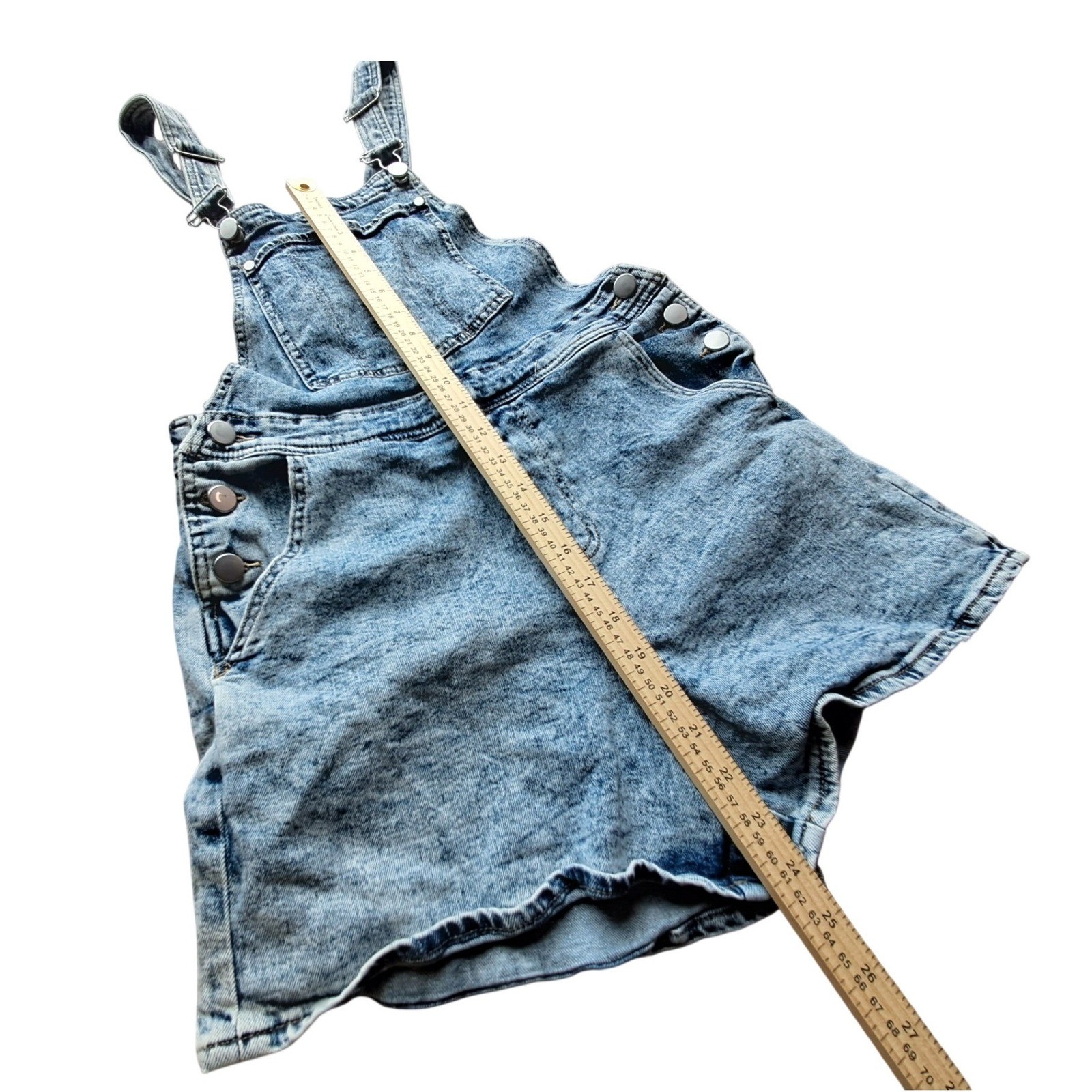 BP Acid Wash Denim Shortalls Light Blue 90s Style Overalls BP450472MI Size M