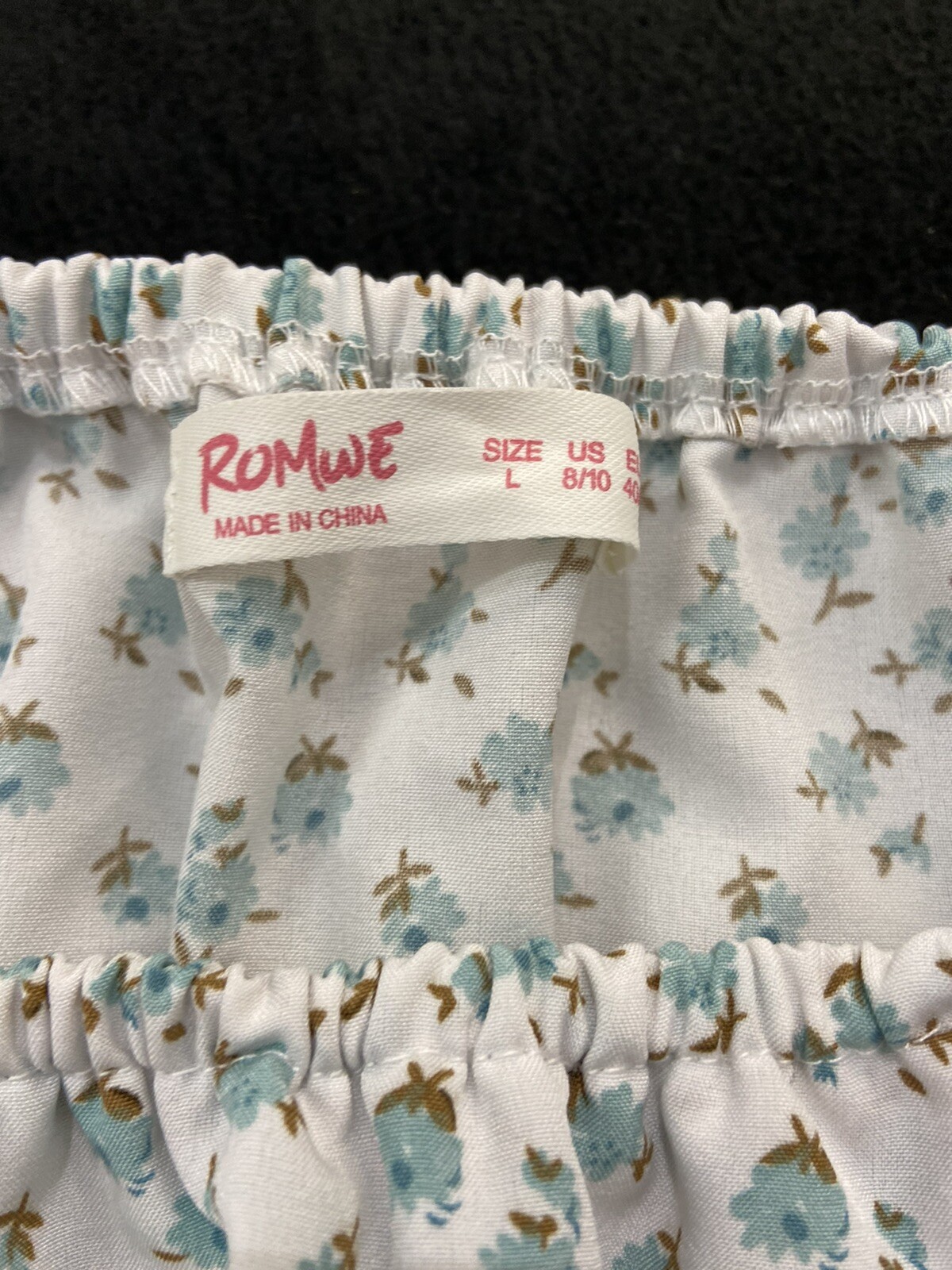 Romwe Romper Size L Shirred Neckline 3/4 Ruffled Tiered Empire Elastic Waist