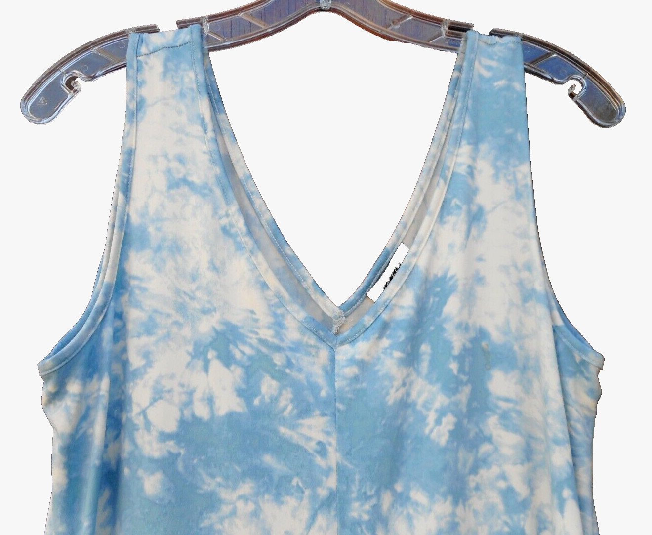 Rockabilly Retro Indie Boho $188 TACERA Blue White Tie Dye Relaxed Jumpsuit