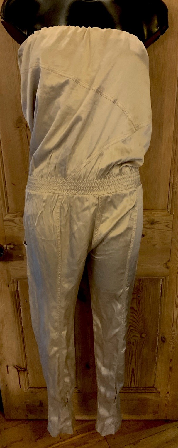 Ivory pure silk bandeau strapless cargo jumpsuit 8 10 Patrizia Pepe Y2K