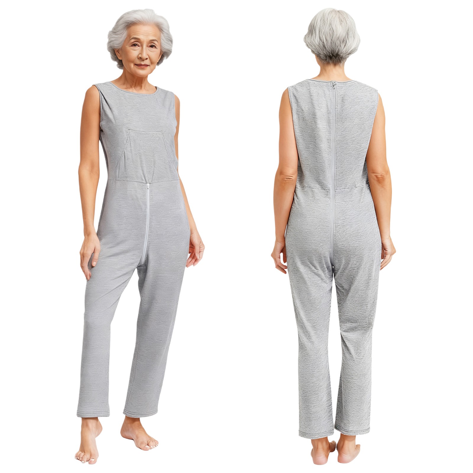 Unisex Elderly Sleepwear Special Needs Bodysuit Camisole Rompers Zipper Back