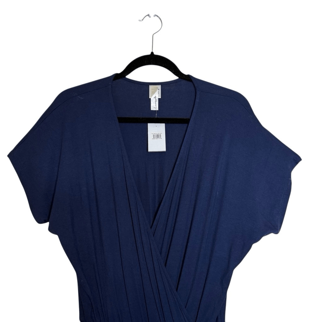 NEW Loveappella Navy Jersey Knit Short Sleeve Jogger Style Jumpsuit Sz M Casual