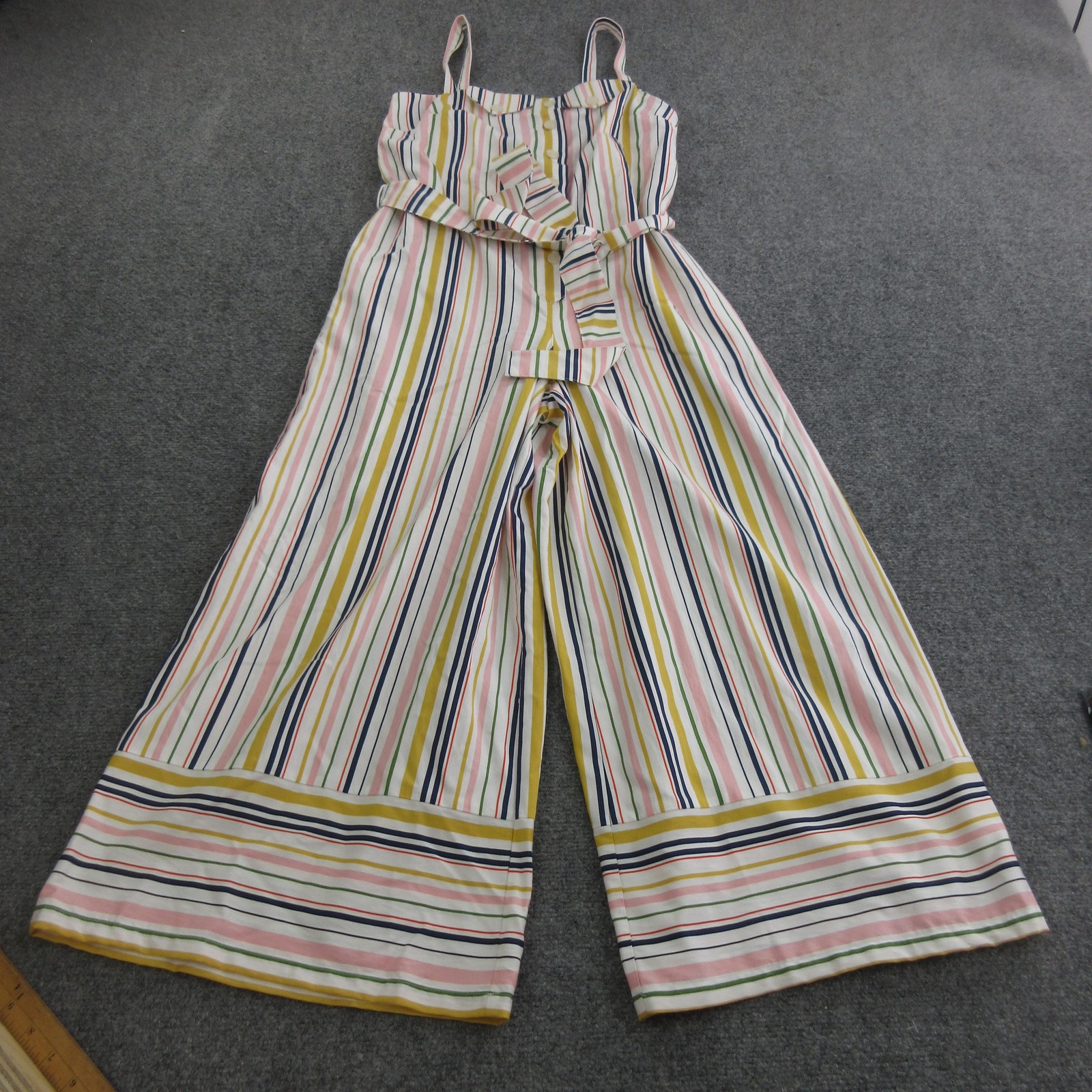 Maeve Jumpsuit Womens XXS Multicolor Stripe Sleeveless Wide Leg Belted Culotte