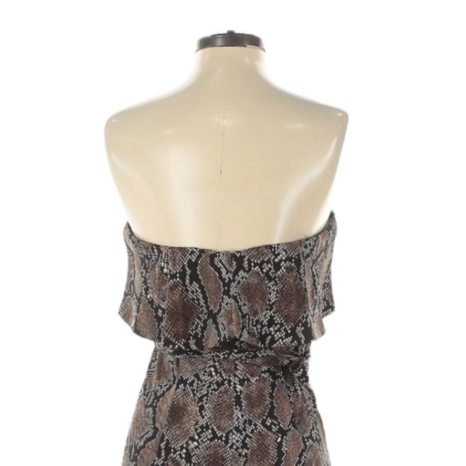Aritzia Babaton Strapless Snake Print Flutter Jumpsuit Brown Size 2