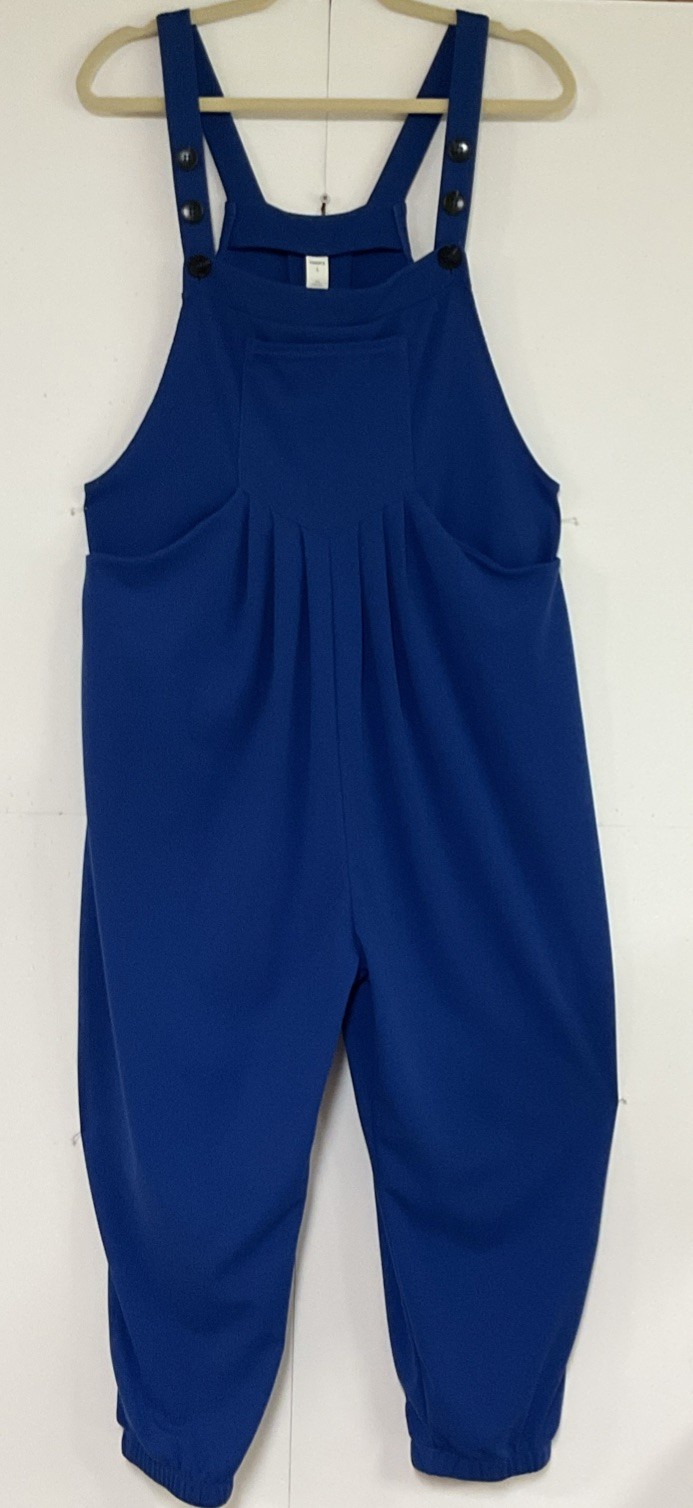 Halara Blue Overall Jumpsuit Baggy Fit L Adjustable Straps Stretch Poly NWOT