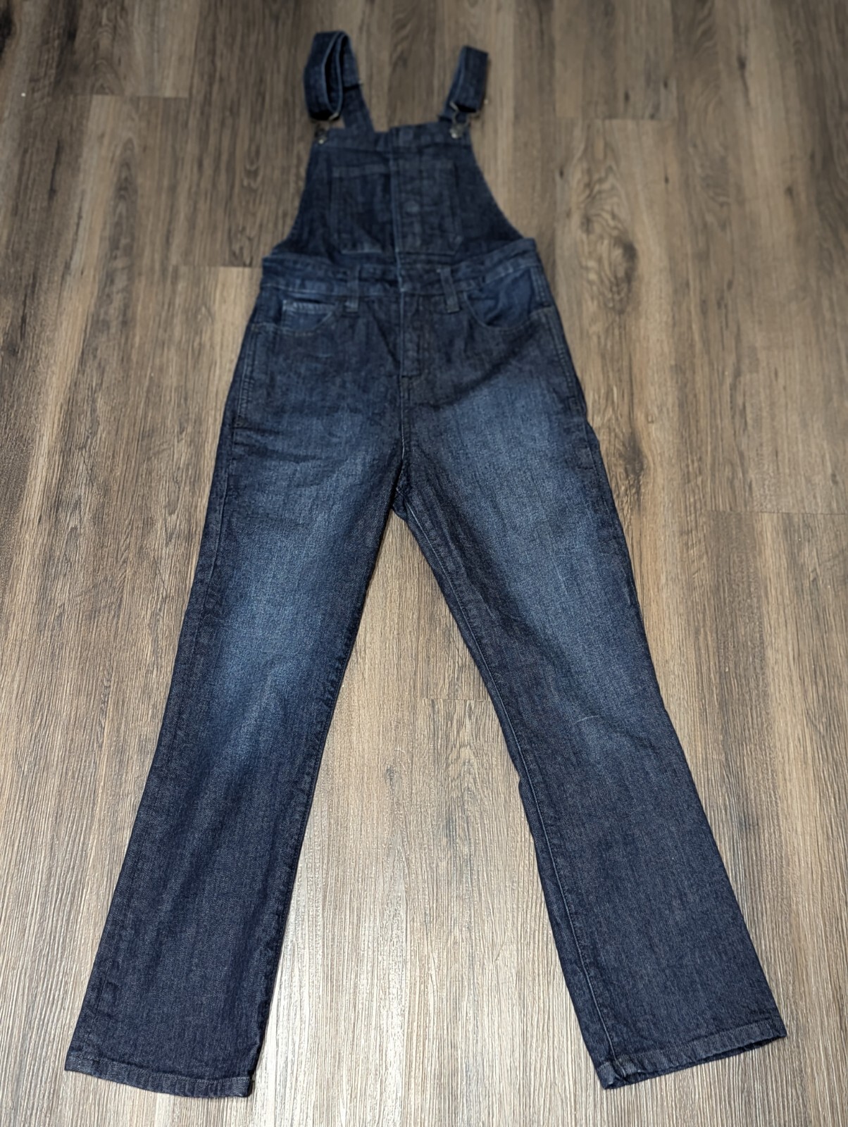 Lucky Brand Bridgette Slim Dark Wash Denim High Waist Straight Overalls Size 0