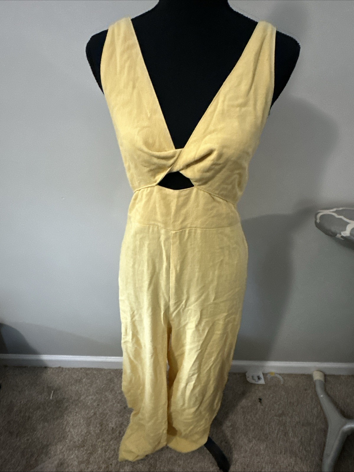 Audrey Parks Francesca’s Women’s Medium Butter Yellow Jumpsuit Boho