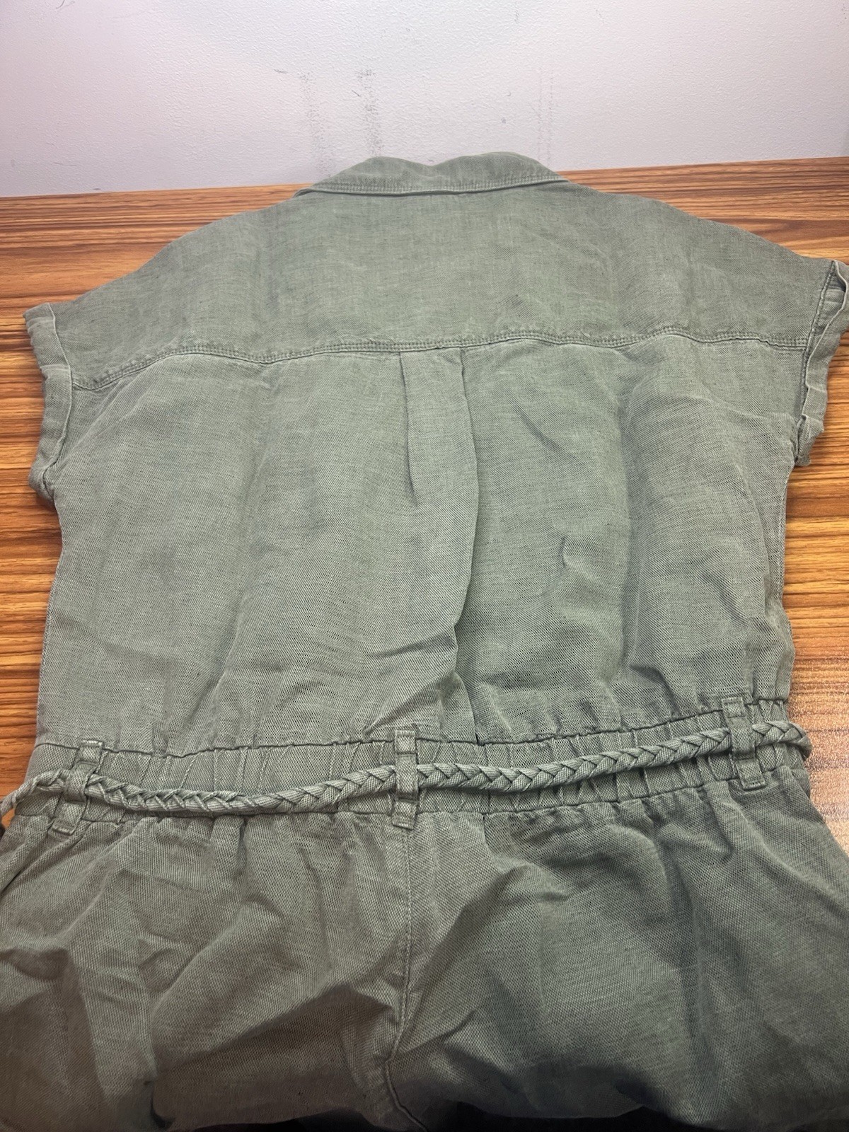 Nicole Miller New York Romper Size XS Casual Linen Lyocell Blend Braided Belt