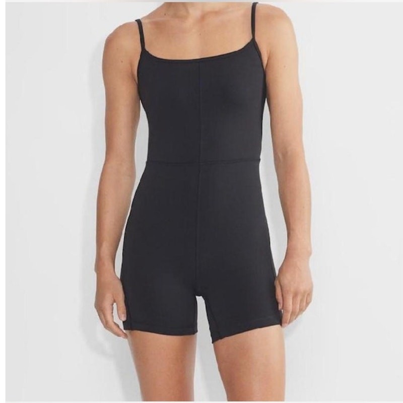 Aritzia Wilfred Free Black Active Romper Bodysuit Unitard Shorts One Piece XS
