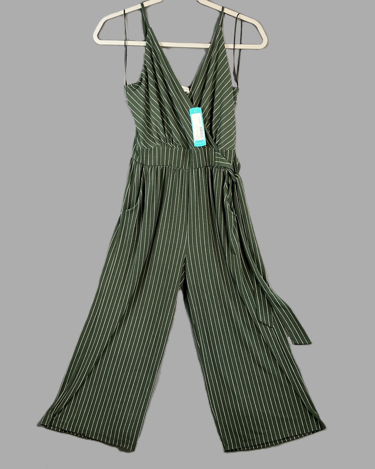 Kaileigh Women’s Rica Knit Crop Jumpsuit Size S Olive NWT