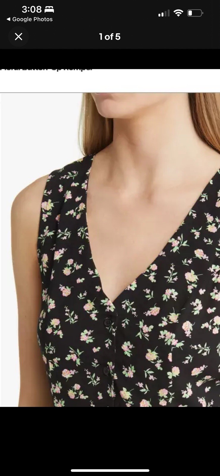 BP Nordstrom Black Floral 100% Rayon V Neck Romper Sleeveless Women Small