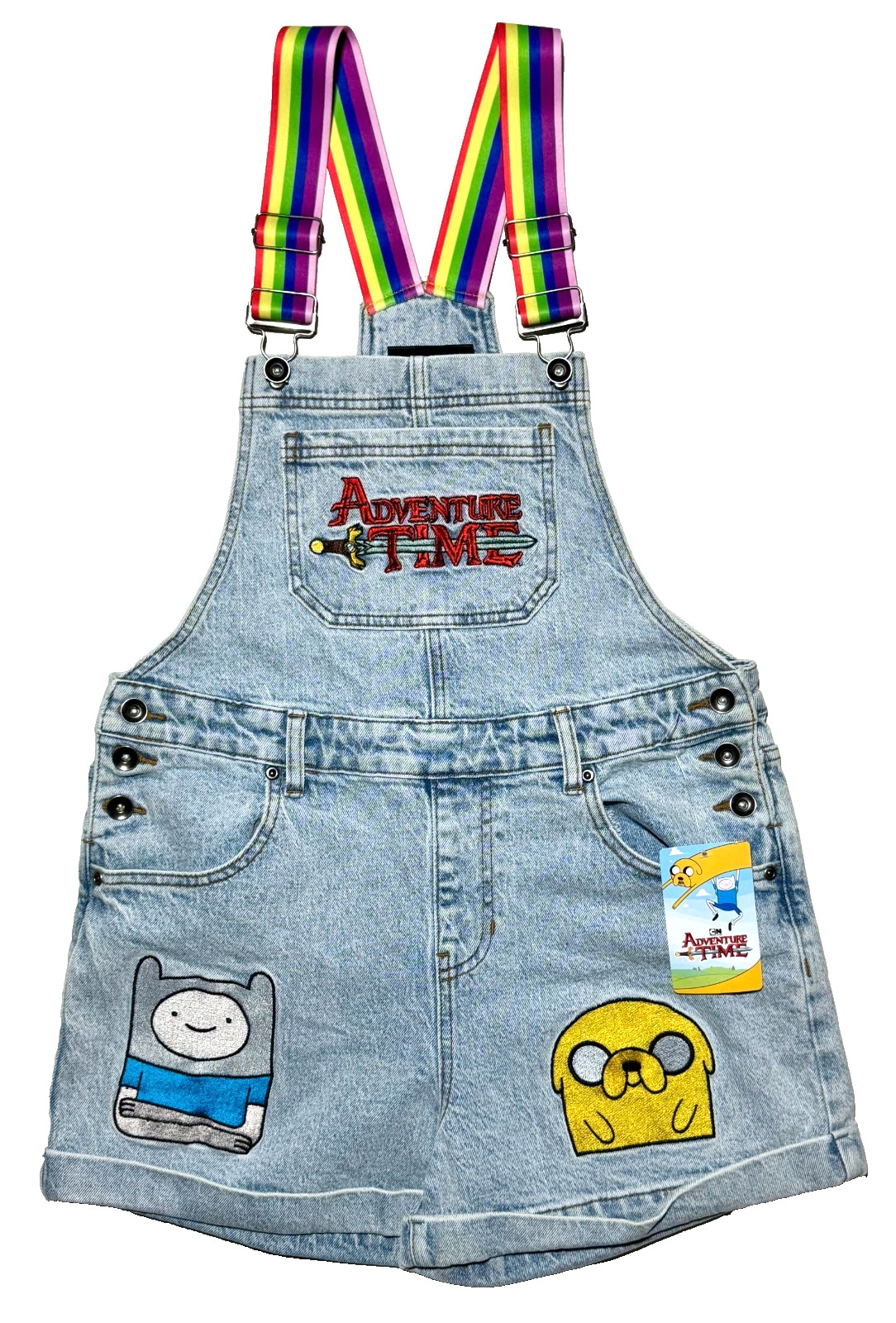 Adventure Time Denim Shortalls Overalls Cartoon Network Adult Women Size 2X NWT