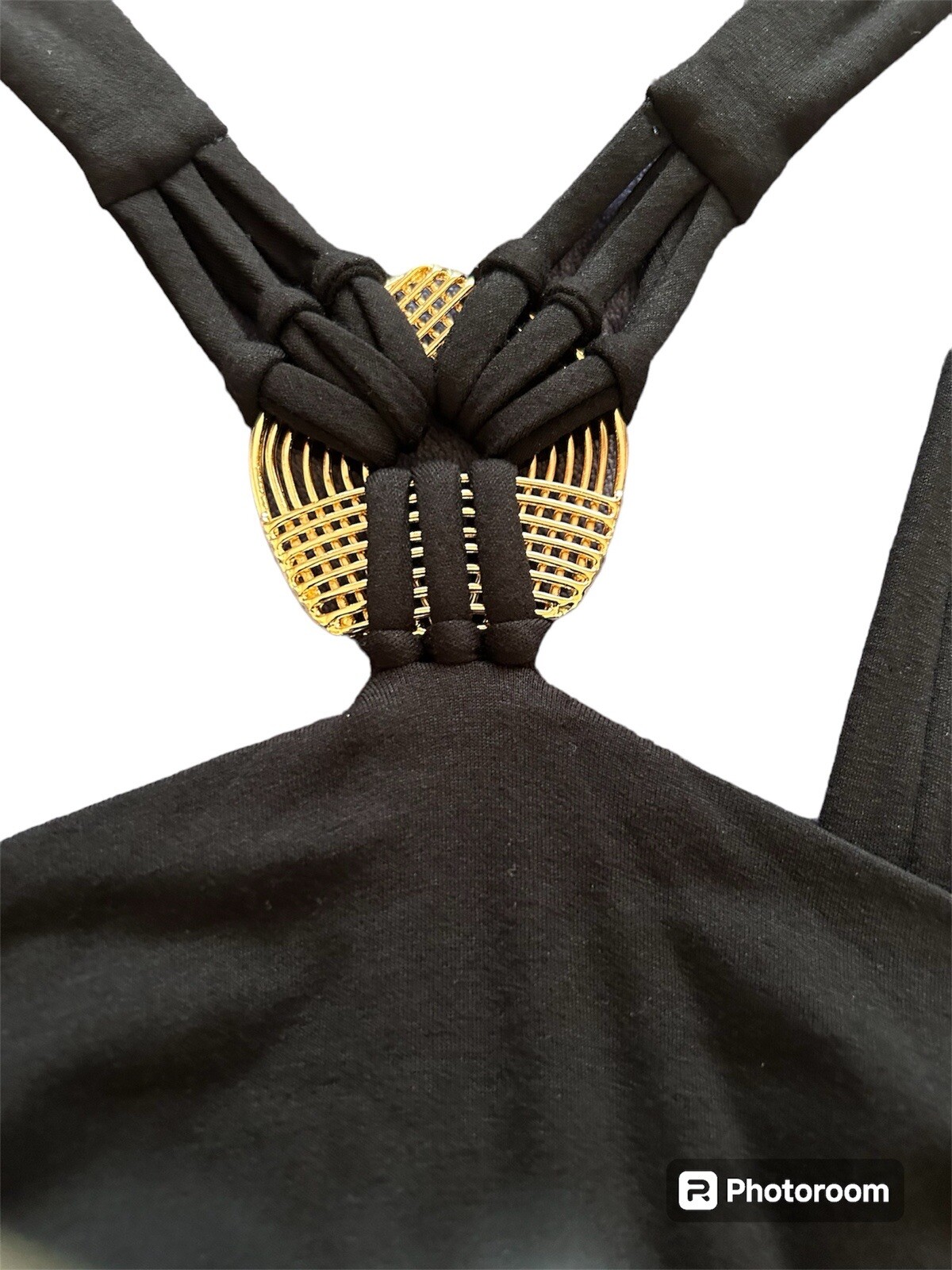 Cache Black Romper Size XL Gold Hardware RN #74578 Vintage Mob Wife Style EUC!!