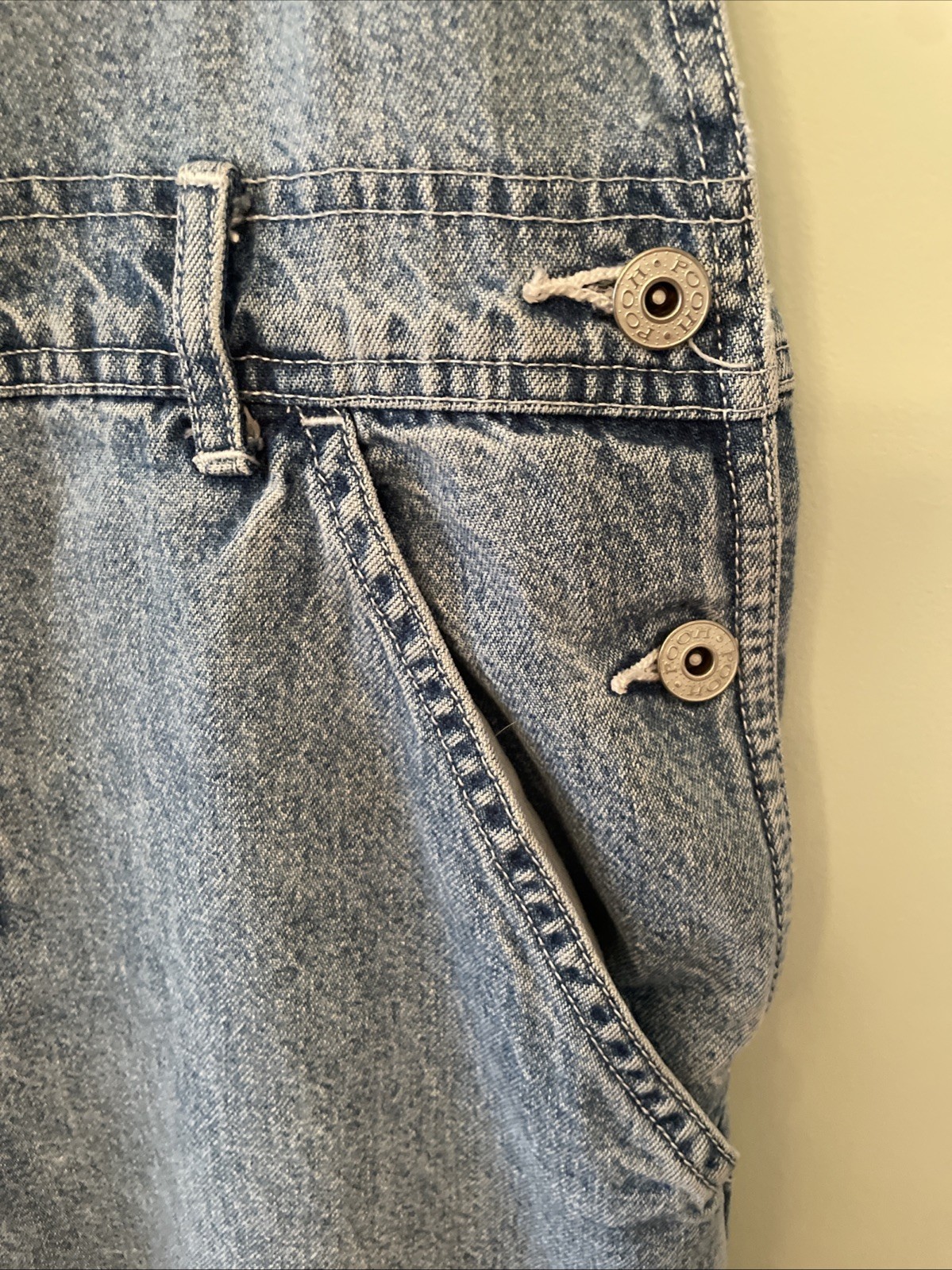 Disney Vintage Winnie The Pooh Retired Eeyore Denim Overalls Womens LG GUC Rare