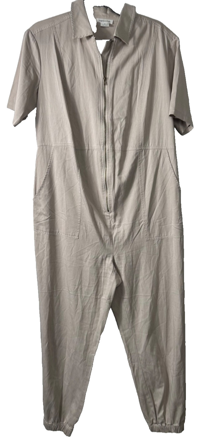 Ingred & Isabel Maternity Short Sleeve Utility Jumpsuit Sz M Cotton Lyocell D50