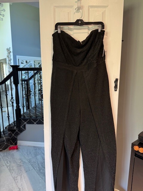 No Boundaries Strapless Black Sparkle Jumpsuit Size XL 16/18 NWT