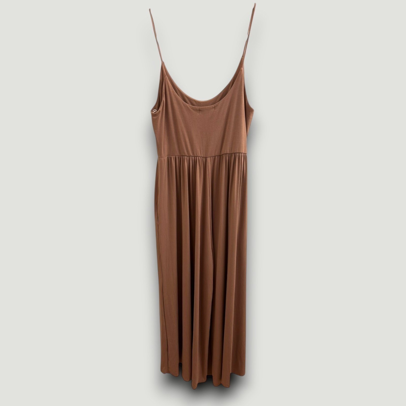 Ooh La Luxe Womens Jumpsuit Mauve Tan M Wide Leg Lounge Boho Chic Minimalist
