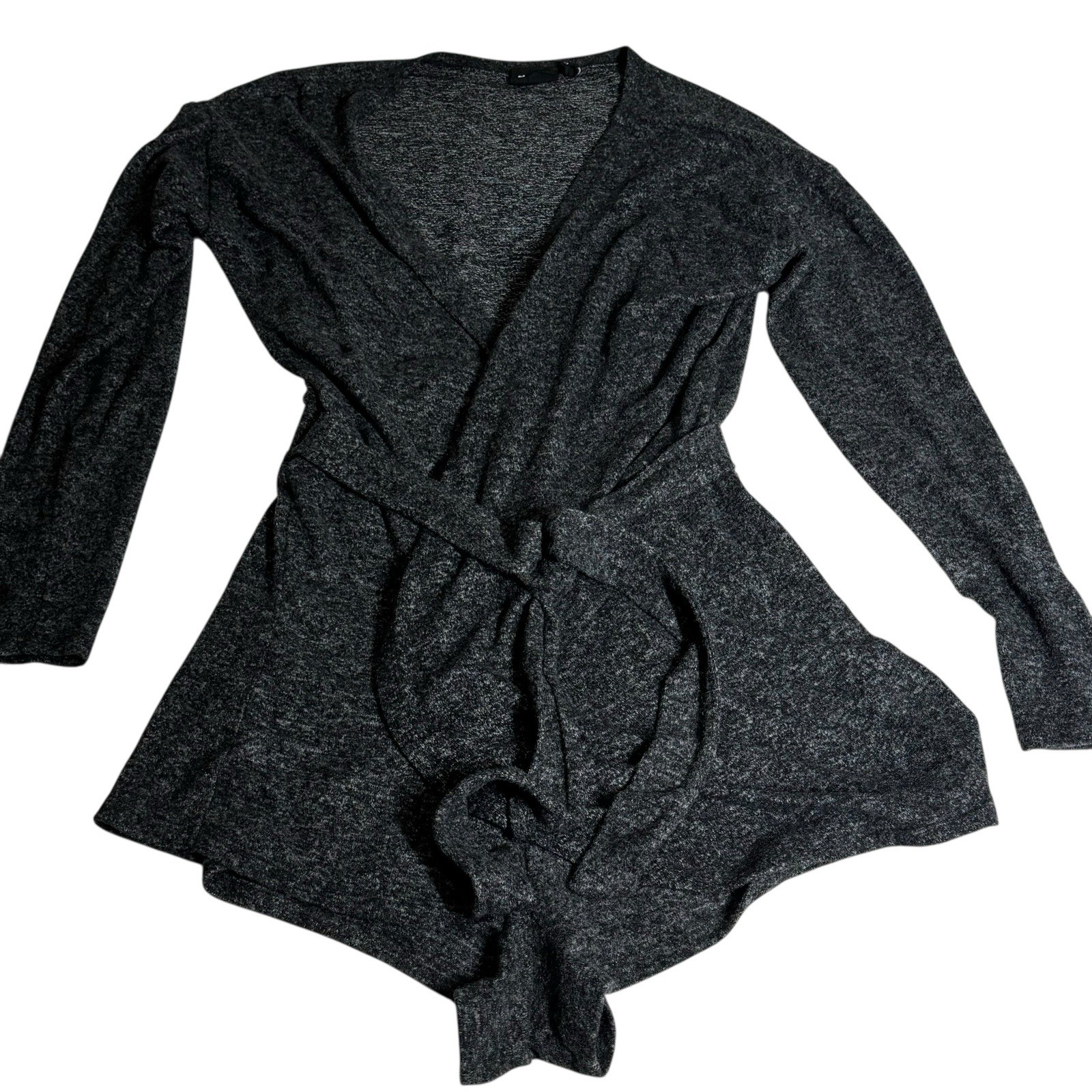 Out From Under Black Marled Knit Cardigan Romper Size SP Comfy Casual Lounge