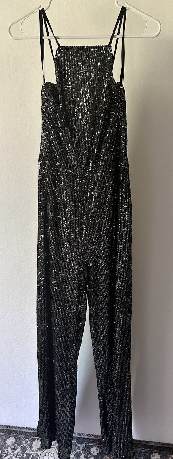 Crystal Sky Sequined Jumpsuit Women’s Size Medium Black Dressy Chic