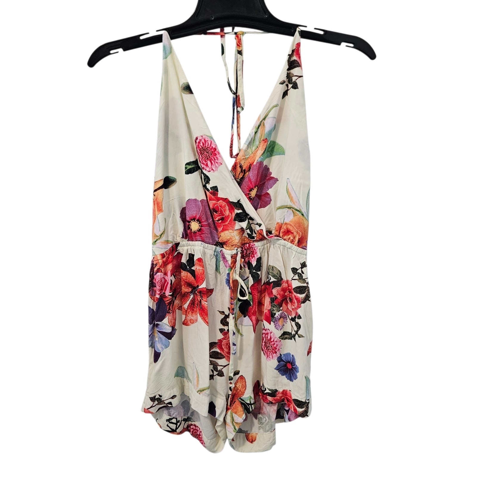 Luxxel Tropical Floral Romper Women’s Small White