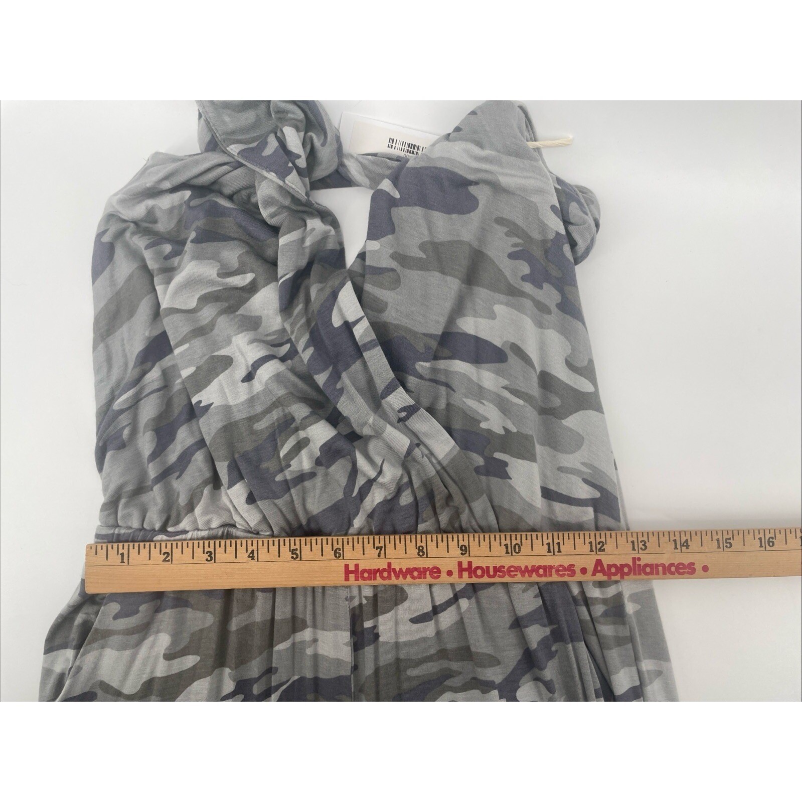 Camo Jersey Knit Jumpsuit Womens Medium Grey Athleisure Casual Edgy Loungewear