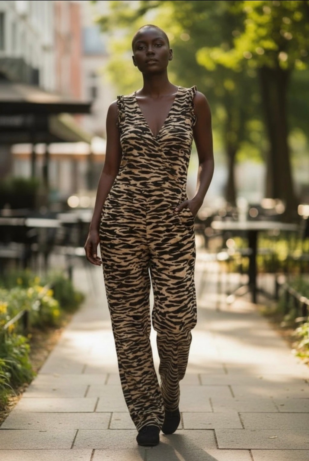 Rachel Roy Animal Print Surplice Jumpsuit | Size 6