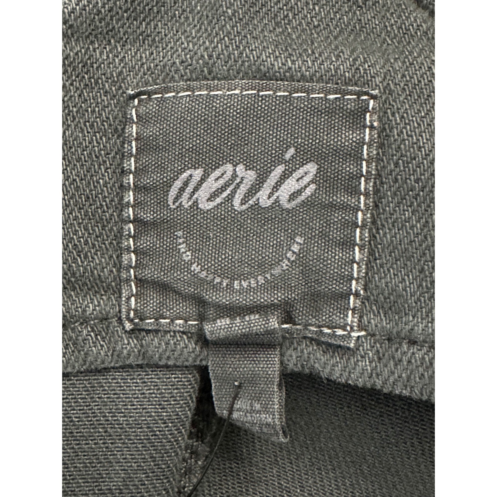 Aerie Womens Charcoal Gray Wide Leg Denim Overalls Raw Hem Size Medium