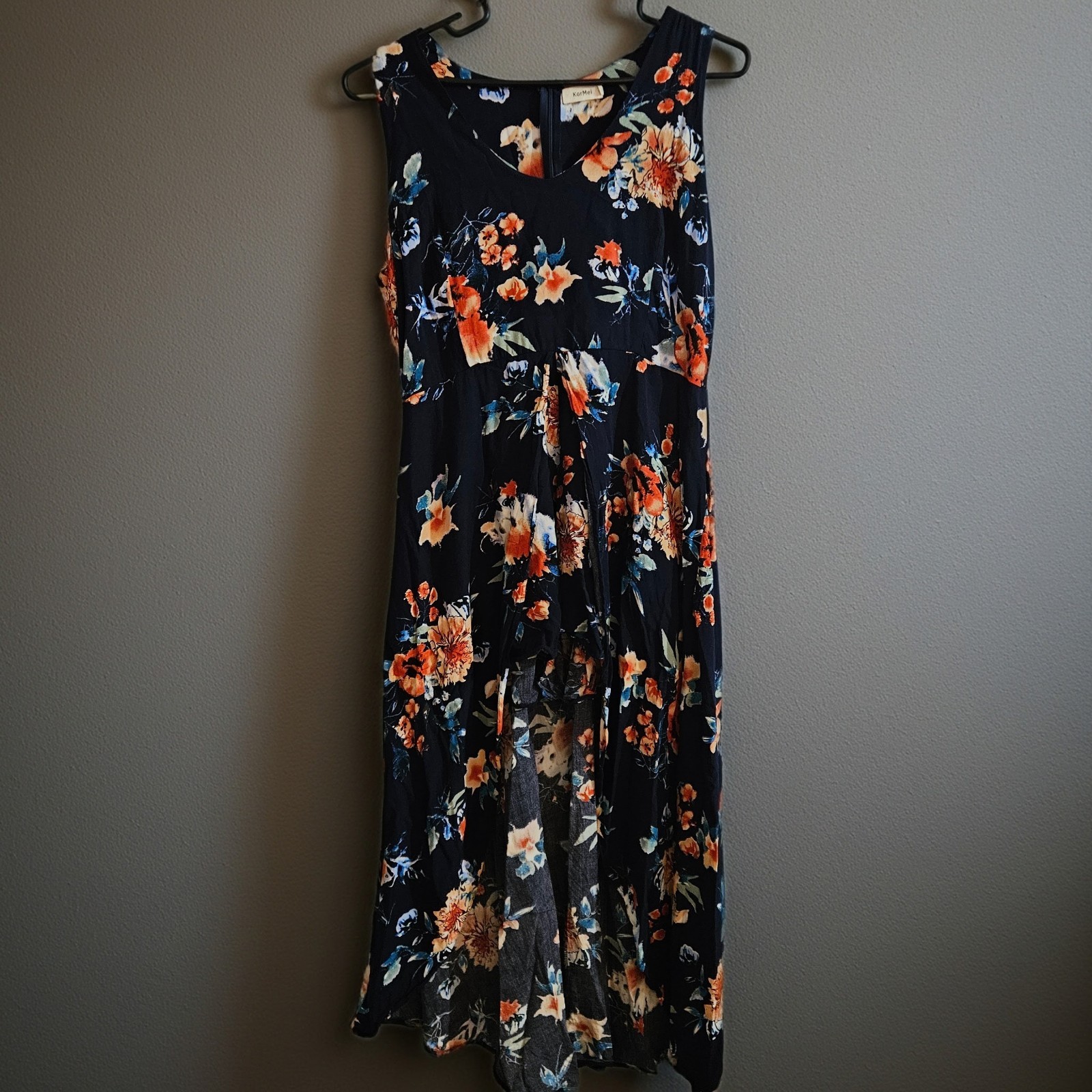 KorMei Party Split High Low Romper Sleeveless Floral Women’s Size L