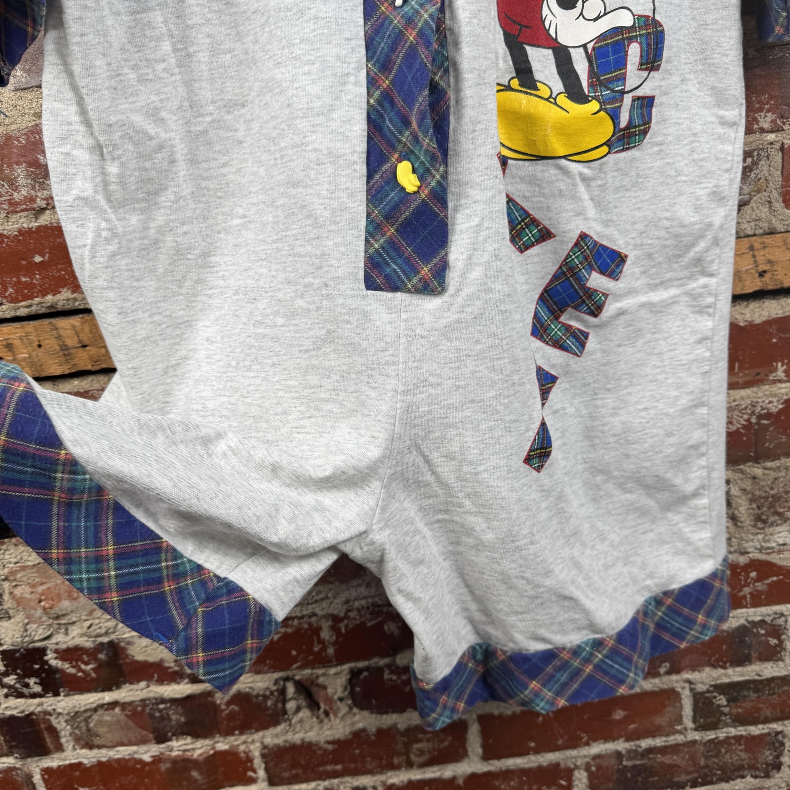 Vintage Mickey & Co Romper Womens Medium Plaid Disney Mickey Mouse 90s Unique