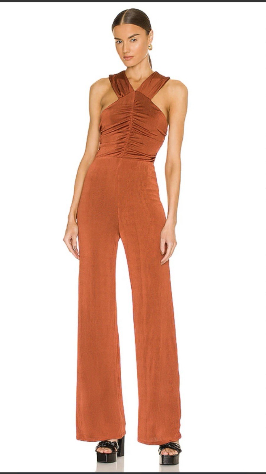 House Of Harlow 1960 X Revolve Marzhan Jumpsuit In Rust Ruched Bust Pull On Sz S