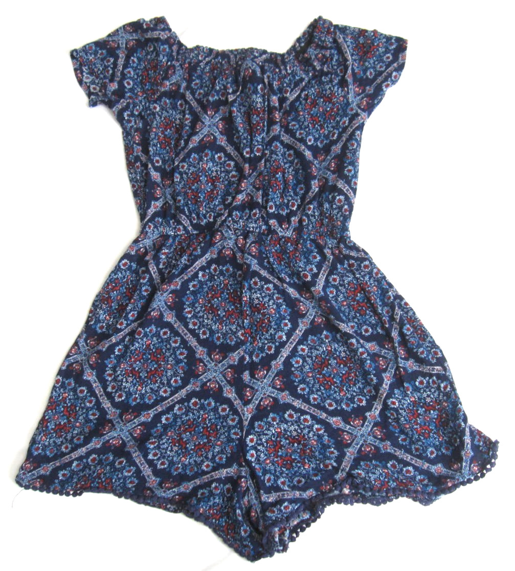 Jolt Floral Boho Romper Off The Shoulder Tie Front Tassels Festival Coastal