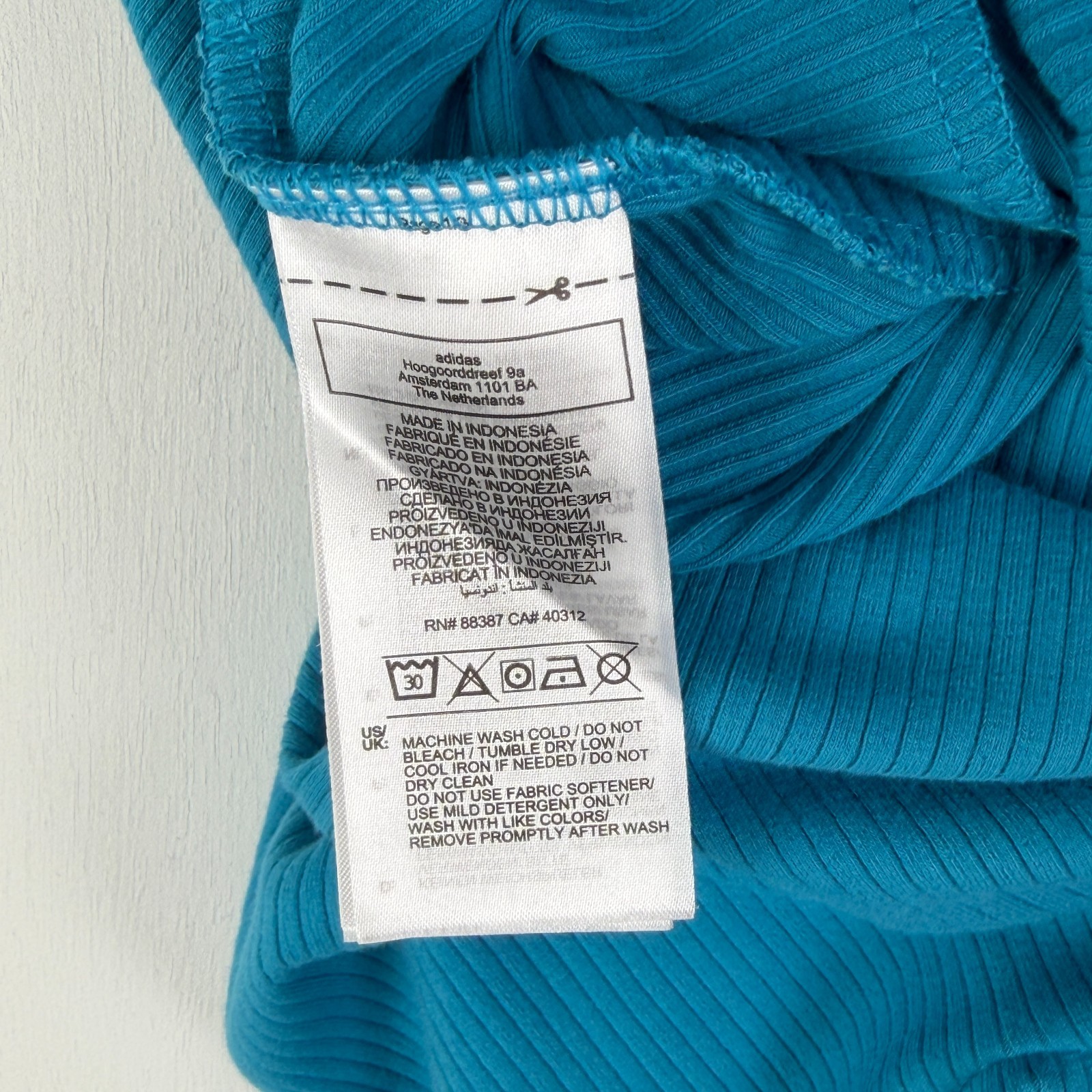 Adidas Blue Ribbed Bodysuit Women’s M | Stretchy Romper One Piece Sustainable