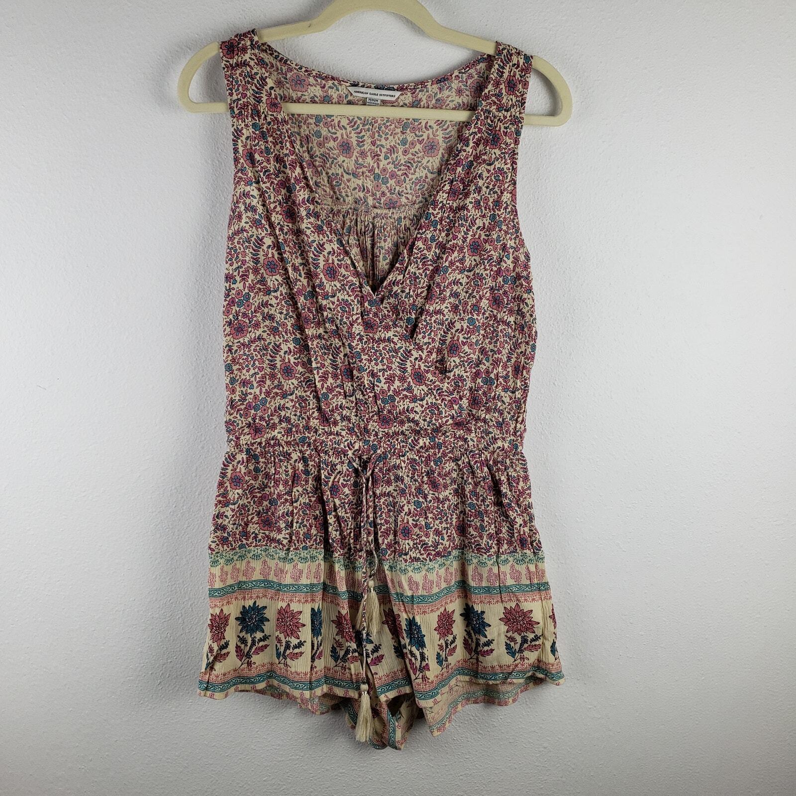 American Eagle Women’s M Sleeveless Shorts Romper Vintage Cottagecore Florals