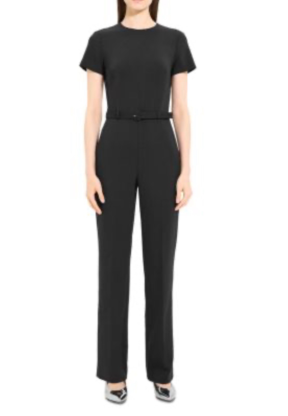 Theory Crewneck Tailored Wool Blend Jumpsuit