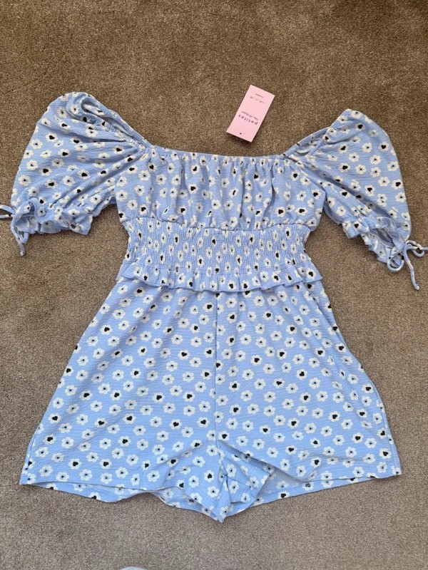 Floral playsuit romper puff sleeve