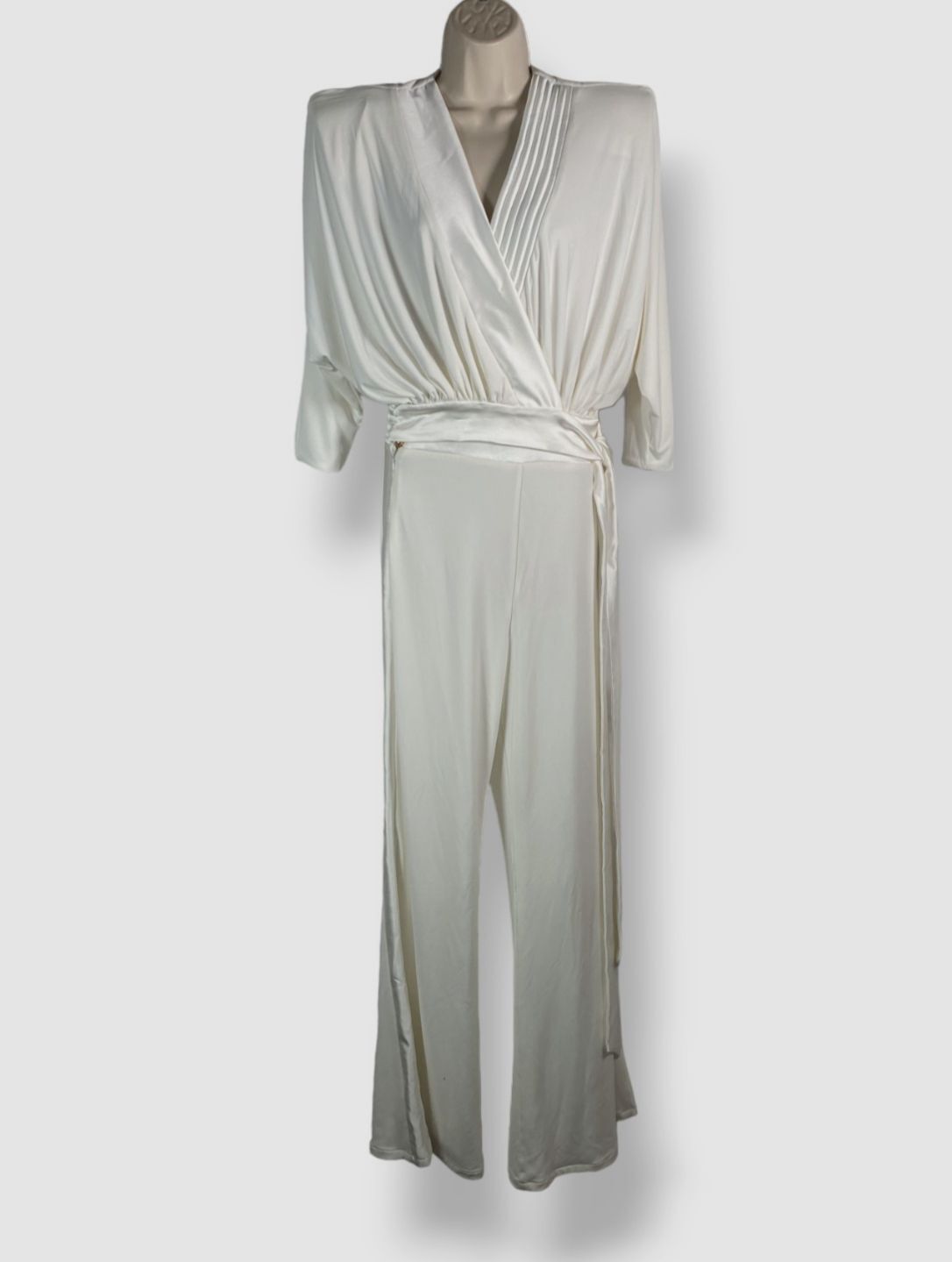 $600 Zhivago Womens White Weld Surplice Quilted Satin Tie-Waist Jumpsuit Size 4