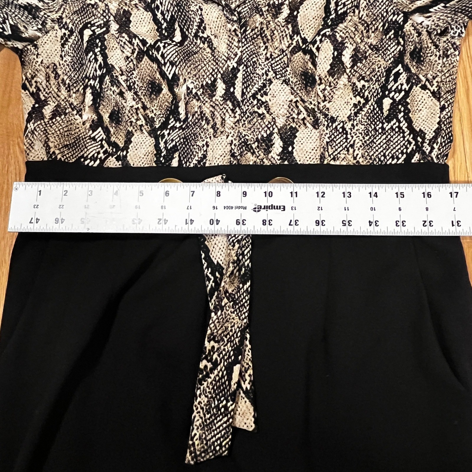 Shelby & Palmer Snakeskin Print Wide Leg Jumpsuit Black Tan 14 Mob Wife Evening