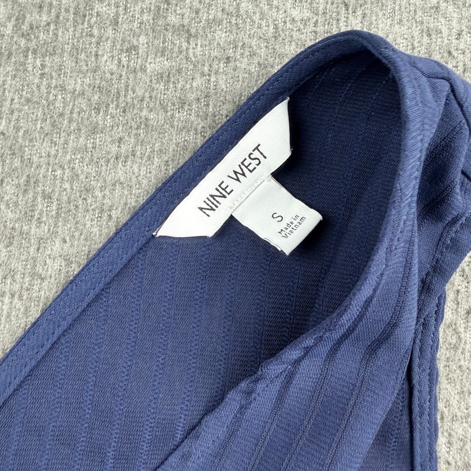 Nine West Women’s S Small Navy Blue Pinstripe Wide Leg Sleeveless Jumpsuit