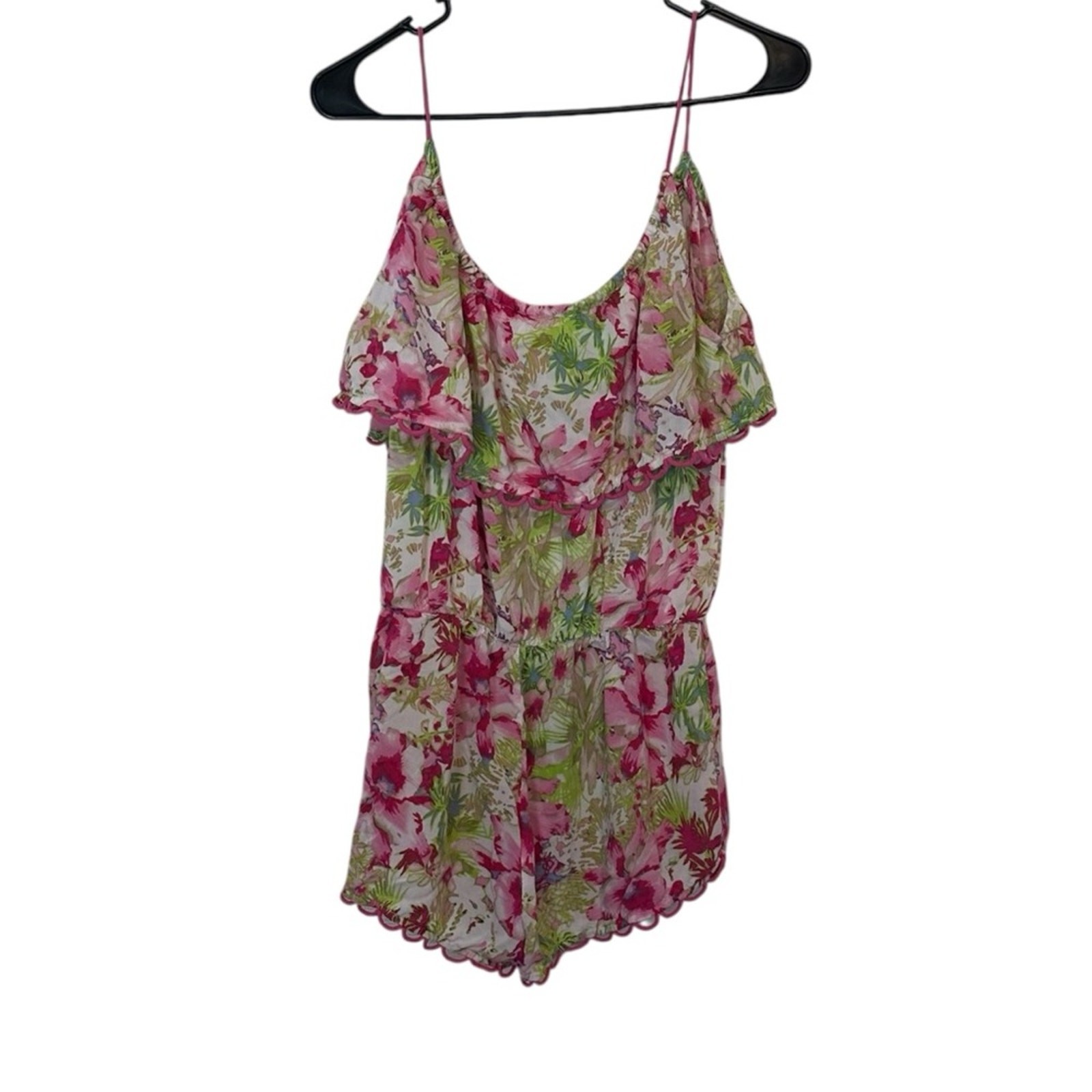 Victoria’s Secret Floral Lightweight Tropical Ruffled Romper Size S Vacation