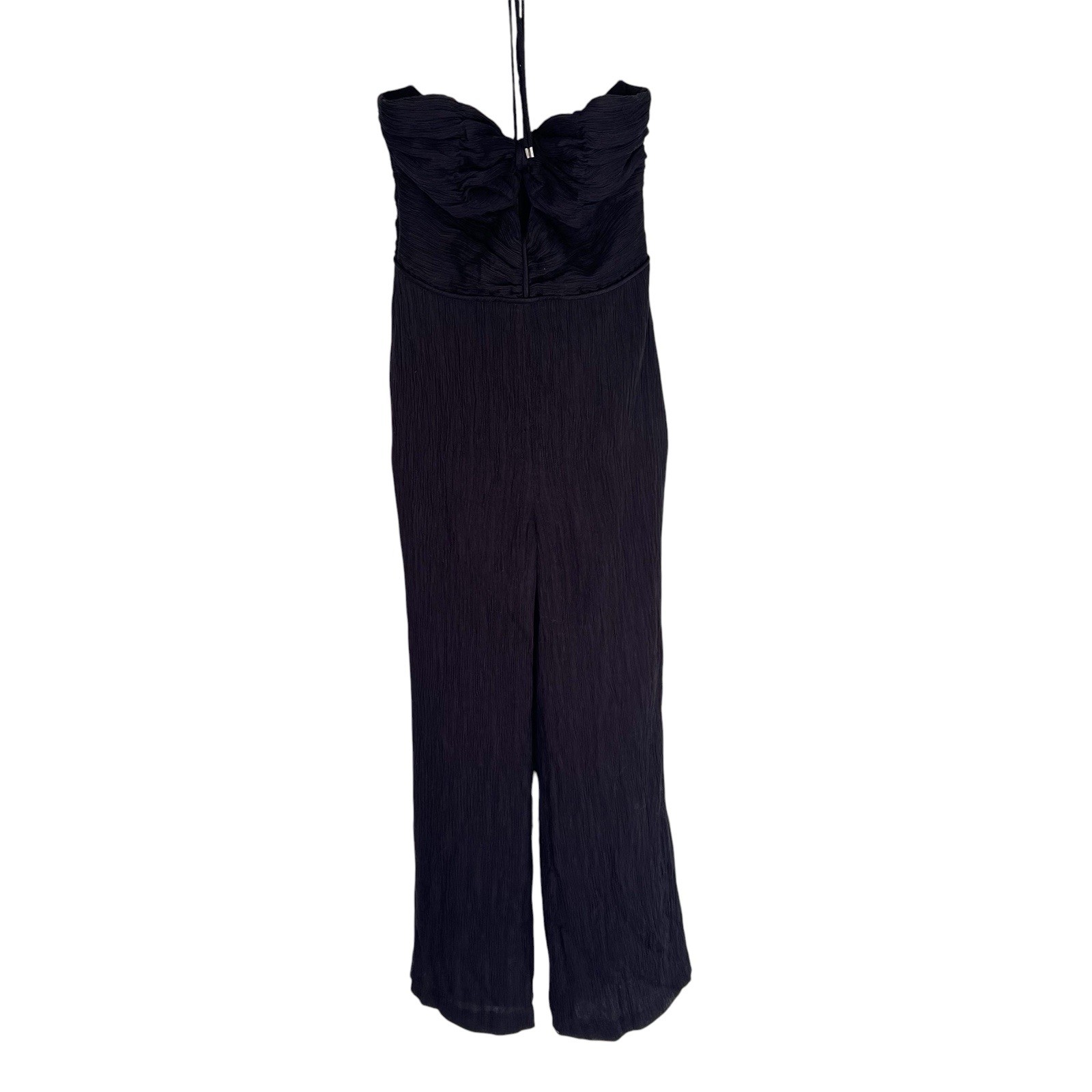 Alexis Jada Wide Leg Cut Out Halter Formal Tie Jumpsuit Black Size Small