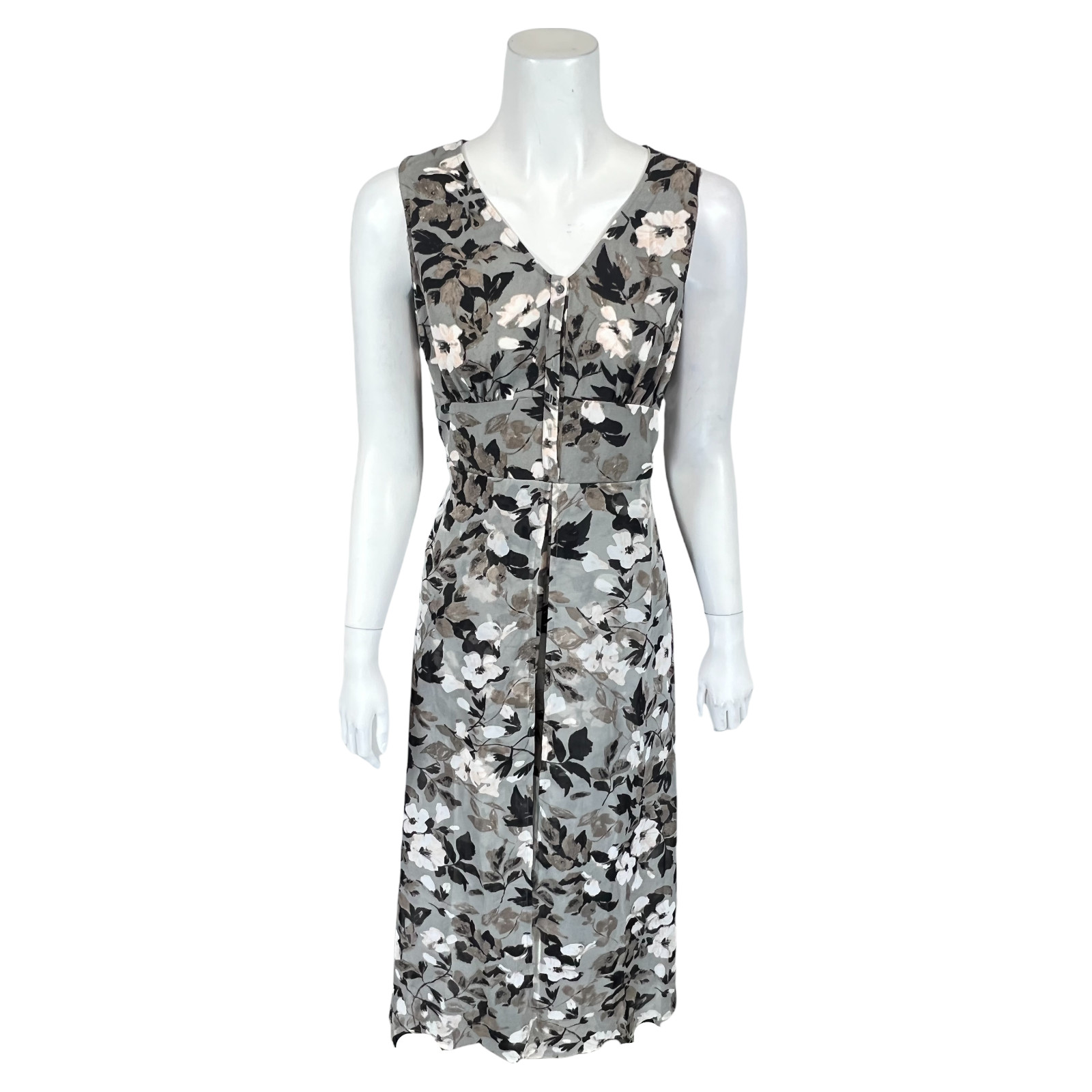 Du Jour Women’s Petite Sleeveless Printed Romper w/ Skirt Overlay Gray 14P Size
